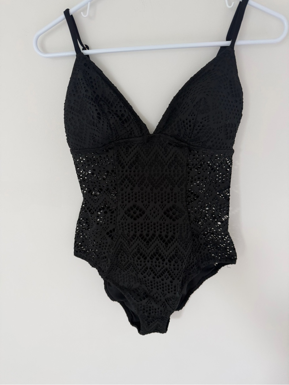 Adore Me Black Crochet One-Piece Swimsuit